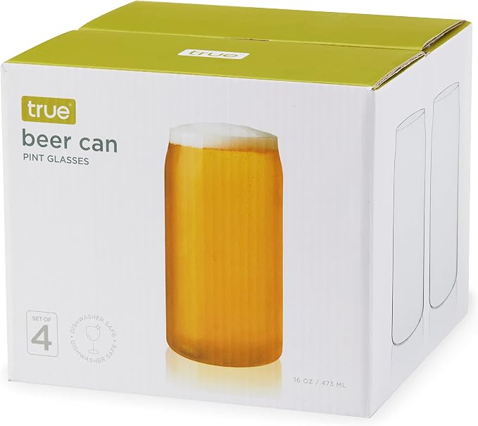 True Beer Can Glasses, Clear Tumblers, Superior Cocktail, Water, Juice, Iced Coffee, Soda, Beverage Drinking Glass, Kitchen Glassware Sets, Drinkware, Home Bar, 16 oz Set of 4 - Image 13