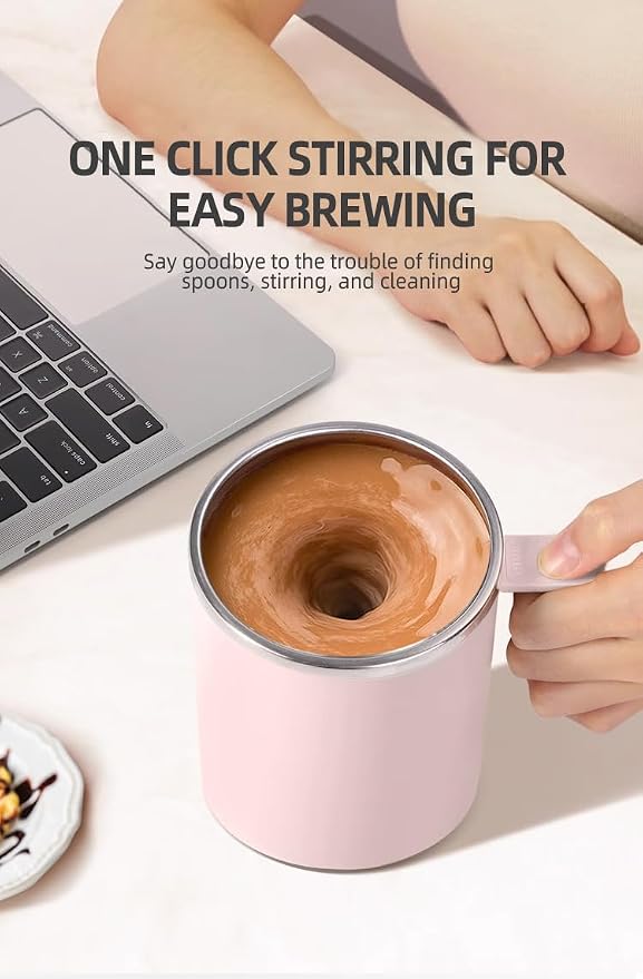 Self Stirring Mug,Self Stirring Coffee Mug,Suitable for Coffee, Milk, Cocoa and Other Beverages (Pink, 12 Ounces) - Image 5