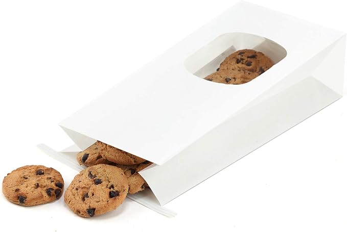 BagDream Small Cookie Bags 4.6x2.48x9.6 Inch Tin Tie Closure 100 Pcs White | Resealable, Window, Grease Resistant, For Homemade Baked Goods, Snack, Coffee Beans, Party Favor, Gift Giving, Small Business - Image 4