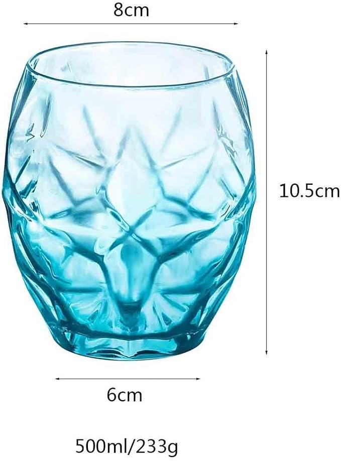drinking glassware Blue Textured Crystal Glass Cup, 400/500ml(Large) - Image 2