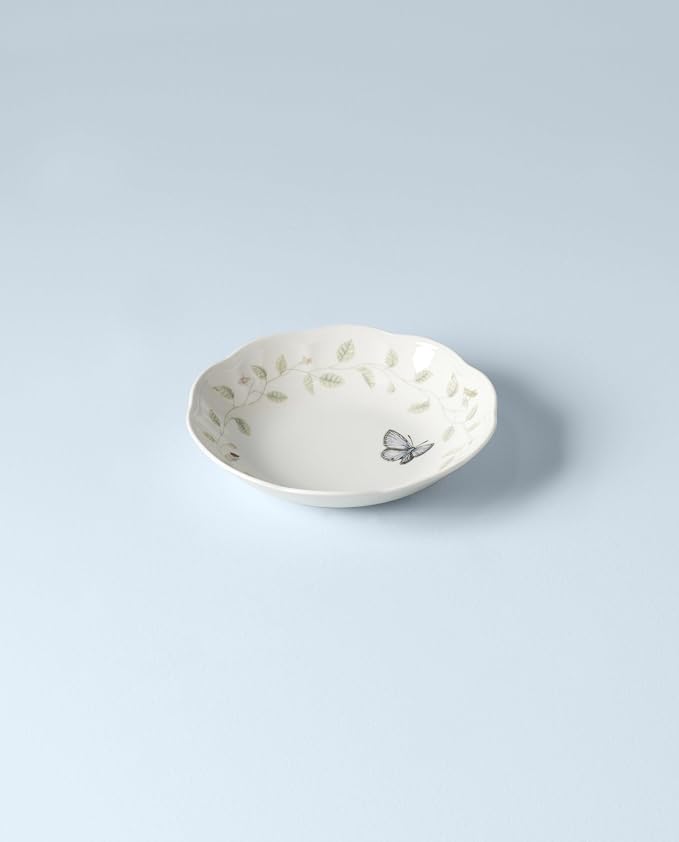 Lenox Pasta Bowl, 20oz Butterfly Meadow Pasta Bowl 1-Piece, Service For 1, Porcelain, White Serving Bowls, Wide, Shallow, Lenox Butterfly Meadow Collection, Dishwasher & Microwave Safe (White 1-Piece) - Image 4
