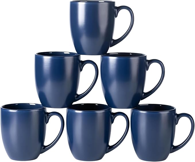 GBhome 12 oz Coffee Mug Set of 6, Large Ceramic Coffee Mugs for Men Women | Modern Stoneware Coffee Mugs Set with Handle for Tea/Latte/Cappuccino/Milk/Cocoa, Dishwasher & Microwave Safe by GBhome