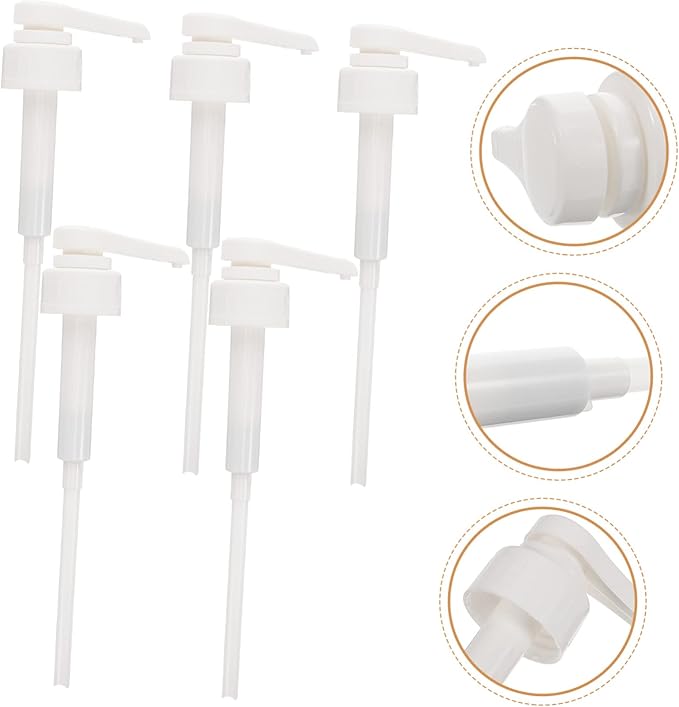 5pcs Syrup Pump Dispenser for Coffee and Condiments Universal Bottle Pump Easy Press Syrup Dispenser for Kitchen Home and Travel