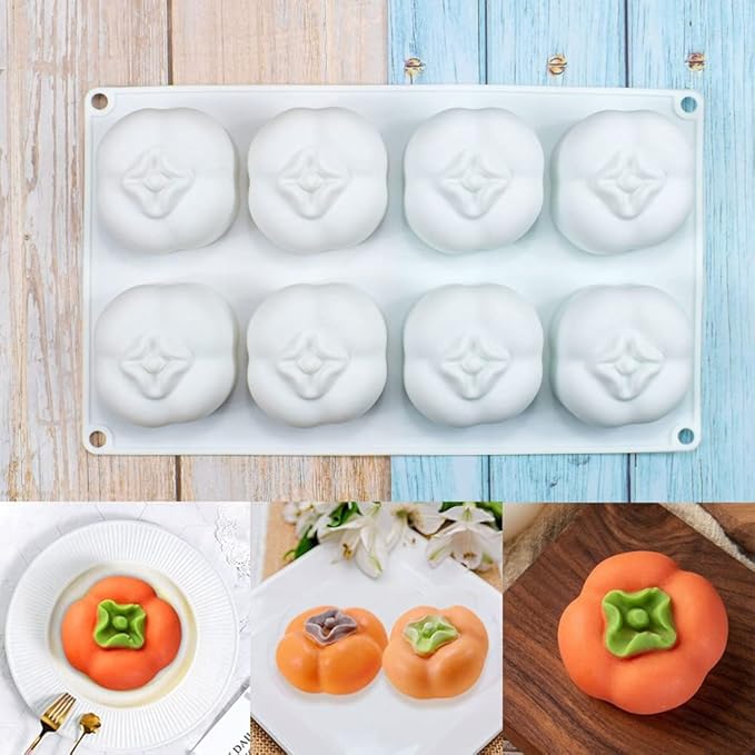 Silicone Mold Baking Pan Non-Stick Baking Pastry Chocolate Cake Dessert DIY Decoration Tools (Persimmon W_11.8x6.8x0.18 inch)