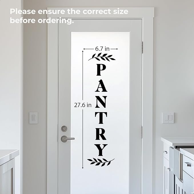 Pantry Door Vinyl Decal – Farmhouse Kitchen Decor Sticker – Black Pantry Door Sign for Kitchen Organization (Black, H - 27.6 inch) - Image 4