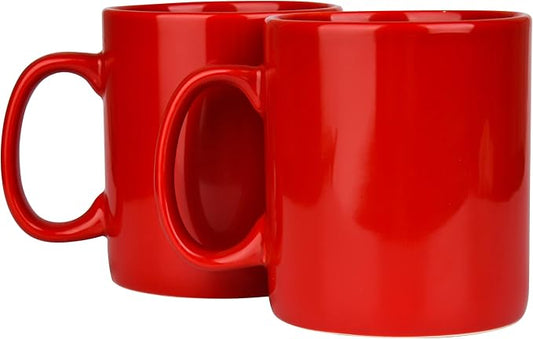 BYCNZB 30oz Super Large Ceramic Coffee Mugs Large Handles Set of 2 (Red) by BYCNZB