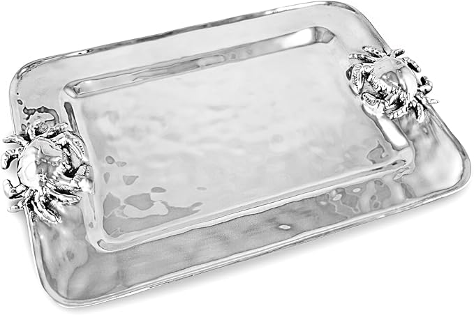 Beatriz Ball 6389 Metallic Ocean Crab Rectangular Serving Platters by BeatrizBallCollection