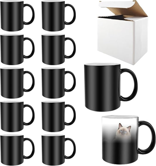 12 PACK 11 oz sublimation color changing mug with boxes round handle tazas para 11oz ounce coffee cups for sublimation mug blanks bulk products by Unknown
