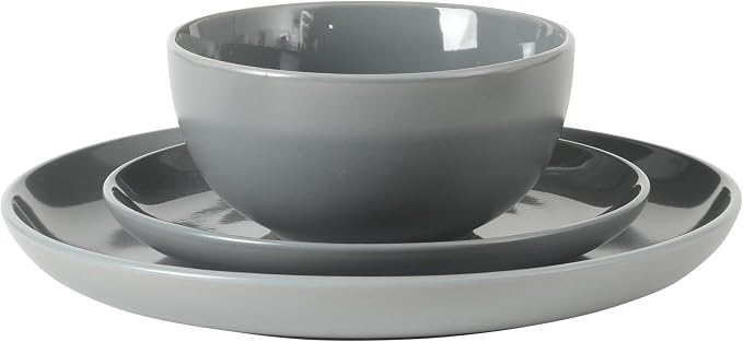 Gibson Home Rockaway 12 Piece Plates and Bowls Matte Outside/Shiny Inside Glaze Service for 4 Dinnerware Set - Blue - Dishwasher and Microwave Safe - Image 7