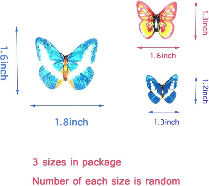 Weraru 48Pcs Edible Cake Butterfly Decoration Cake Toppers Birthday Party Cupcake Toppers Mixed Size & Colour - Image 5