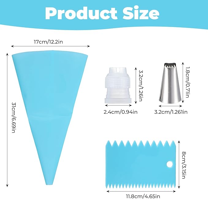 Piping Bags and Tips, Reusable Cake Decorating Supplies with 2 Piping Bags & 24 Icing Tips & 2 Couplers & 3 Scrapers & 2 Silicone Rings Cake Baking Tools for Cookie Icing Cupcakes
