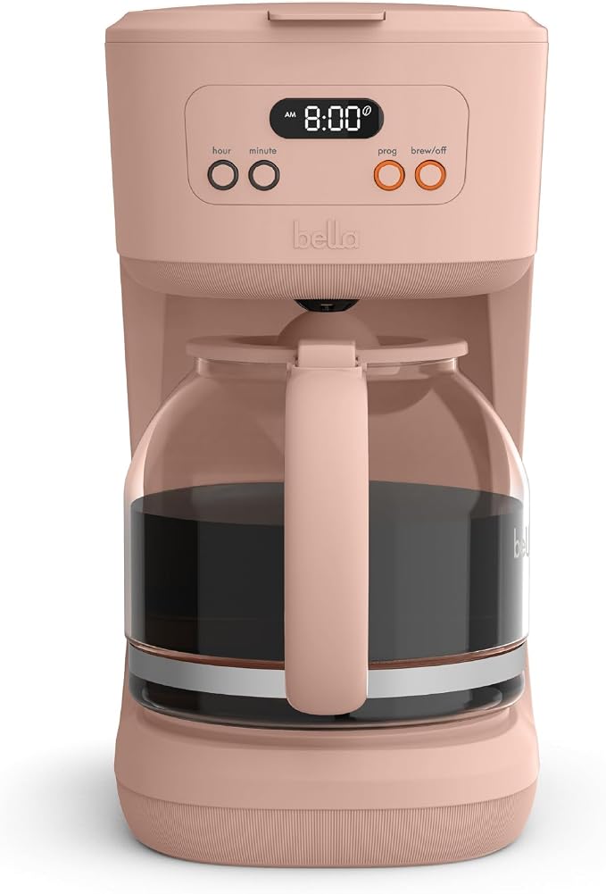 BREW 12-Cup Programmable Coffee Maker with No-Drip Glass Carafe, Blossom by bella