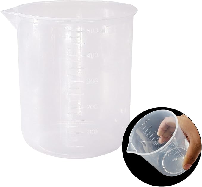 Waziaqoc 500ml/17.1oz Plastic Graduated Beaker (1 Pack), Transparent PP Measuring Cup Mixing Cup for Kitchen Lab