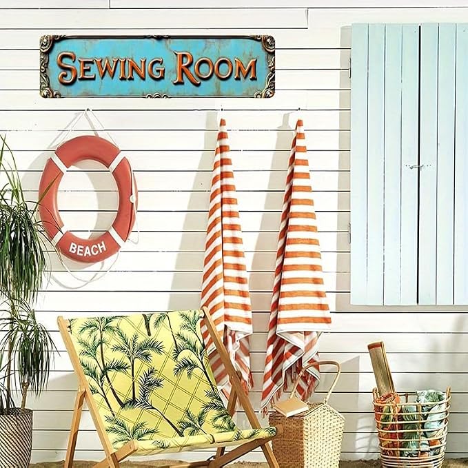 Bar Sign Bar Gifts Vintage Metal Wall Decor Sign"SEWING ROOM" Street Sign Funny Man Cave Decor Accessories for Home, Bar, Bathroom, Bedroom Unique Retro Tin Signs for Outdoor 4 X 16 inches - Image 2