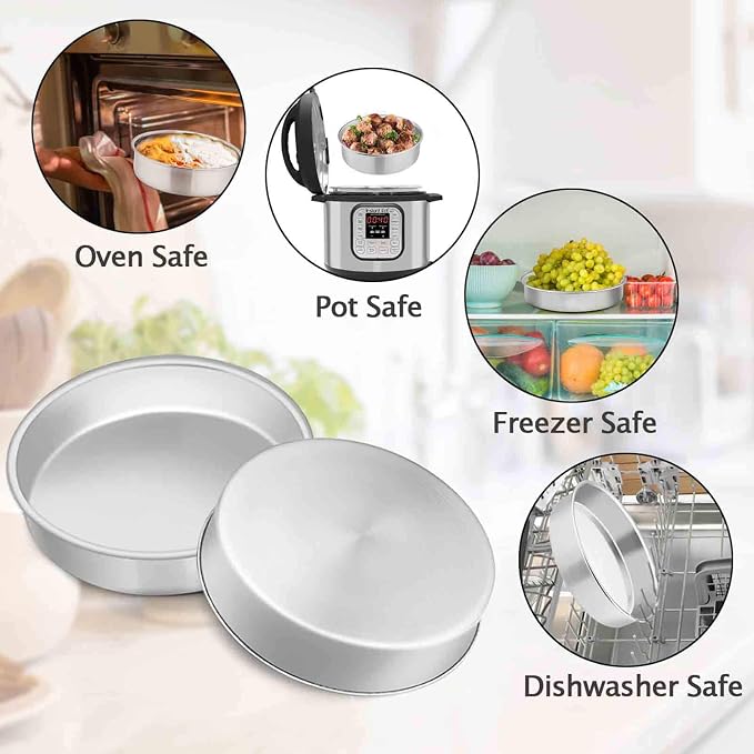 TeamFar 9½ Inch Cake Pan, 3 Pcs Stainless Steel Round Tier Cake Pans Set | for Baking Steaming Serving, Perfect for Birthday Wedding Celebrations, Healthy & Sturdy, Mirror Finish & Dishwasher Safe - Image 5