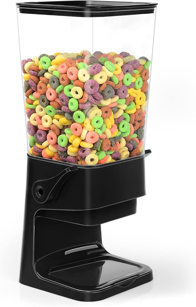 Cereal Dispenser Countertop Dual Dry Food Dispenser (Black,1PC) | Large Cereal Containers Storage Organizer Dispensador De Cereales Candy Machine Rice Dispenser For Snack,Nuts, Granola - Image 6