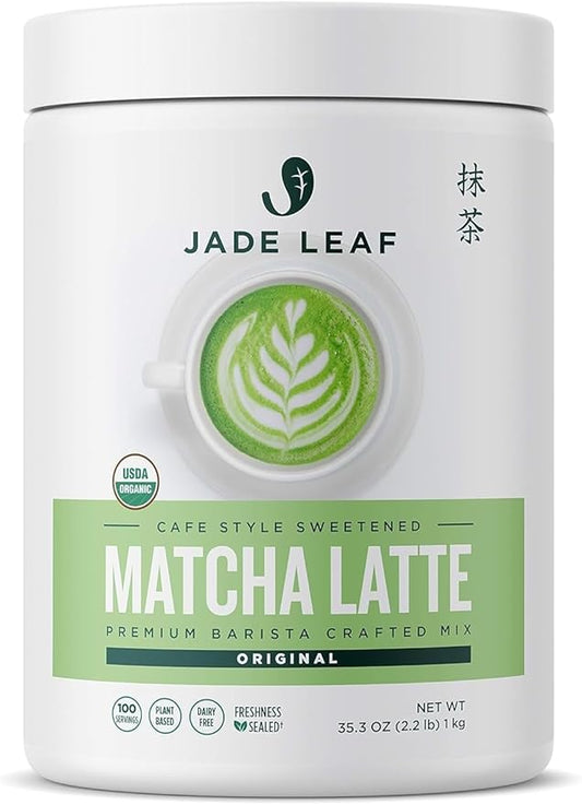 Jade Leaf Matcha Organic Premium Ceremonial Grade Matcha Green Tea Powder - Japanese - Culinary, Ingredient, Ceremonial Barista Teahouse, Latte, Collagen, 35.3 Ounce (Pack of 1), Matcha Latte