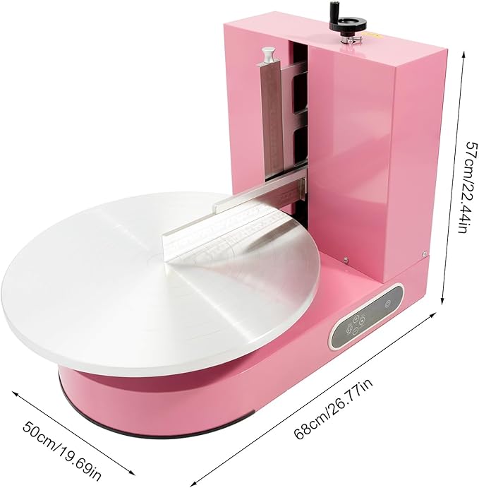 Cake Icing Machine 200W Auto Cream Spreading Machine w/Graduated Scraper & LCD Display, Professional Cake Decorating Machine Frosting Turntable for 4-16 Inch Cakes 0-320 RPM Rotating Speed (Pink)