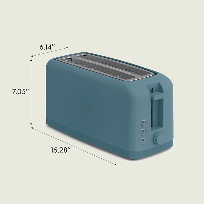 bella 4 Slice Slim Toaster, Fits-anywhere Kitchenware, 6 Setting Shade Control with Reheat & Cancel Buttons, Fits Sourdough, 10” Long Slot, Anti Jam & Auto Shutoff, 900 Watt, Surf - Image 9