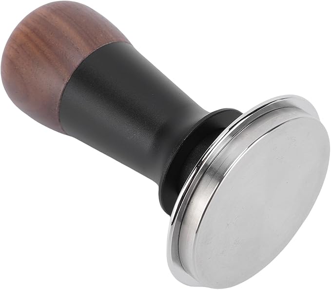Walnut Wood Coffee Tamper with Stainless Steel Base, 58mm Precision Ground Coffee Tamper for Cafe & Home Brewing
