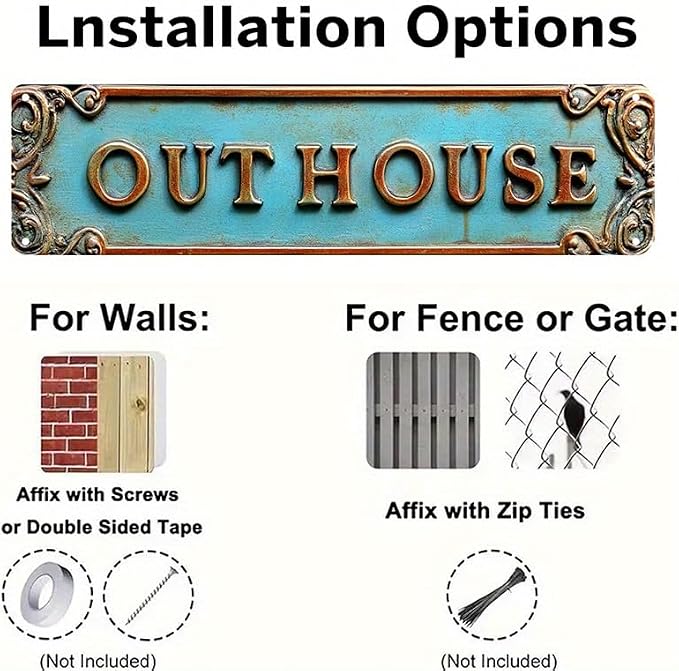 Bar Sign Bar Gifts Vintage Metal Wall Decor Sign"OUT HOUSE" Street Sign Funny Man Cave Decor Accessories for Home, Bar, Bathroom, Bedroom Unique Retro Tin Signs for Outdoor 4 X 16 inches - Image 5