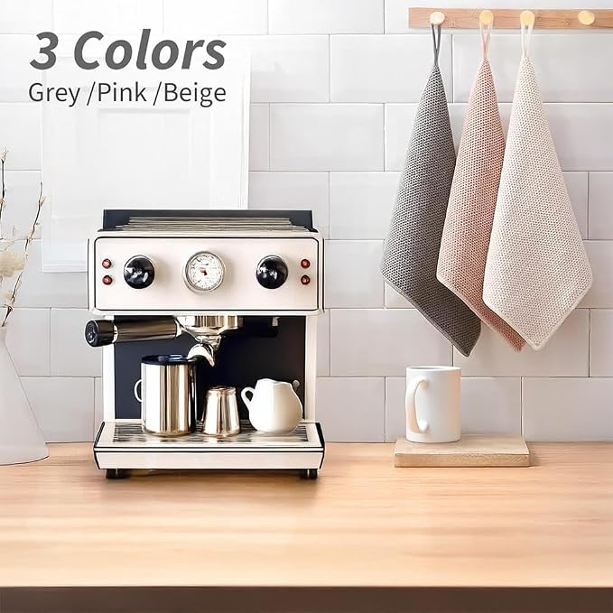 Barista Towels 6 Pack, Espresso Machine Accessories, 12"x12" | Thick Microfiber Coffee Cleaning Cloths, Essential Coffee Bar Accessories, Ideal for Steam Wands, Milk Frother, Countertops - Image 3