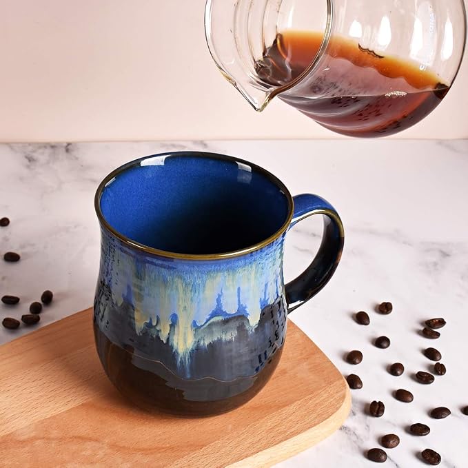 Bosmarlin Large Ceramic Coffee Mug, Blue Big Tea Cup for Office and Home, 21 Oz, Dishwasher and Microwave Safe, 1 PCS - Image 5