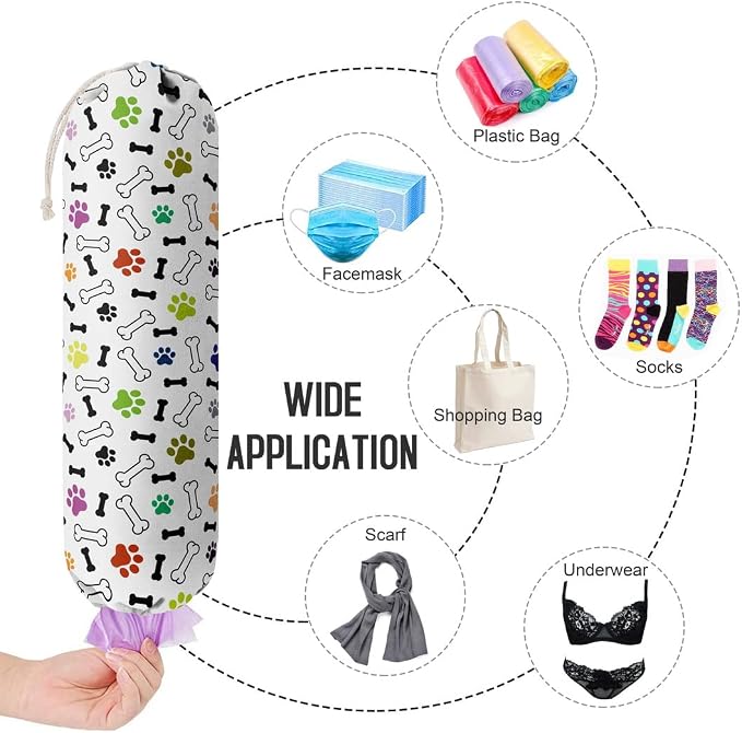 Dog Pattern Grocery Bags Holder & Organizer - Wall Mount Plastic Bags Storage Dispensers - Perfect For Shopping, Kitchen, Home & Gifts - Image 4