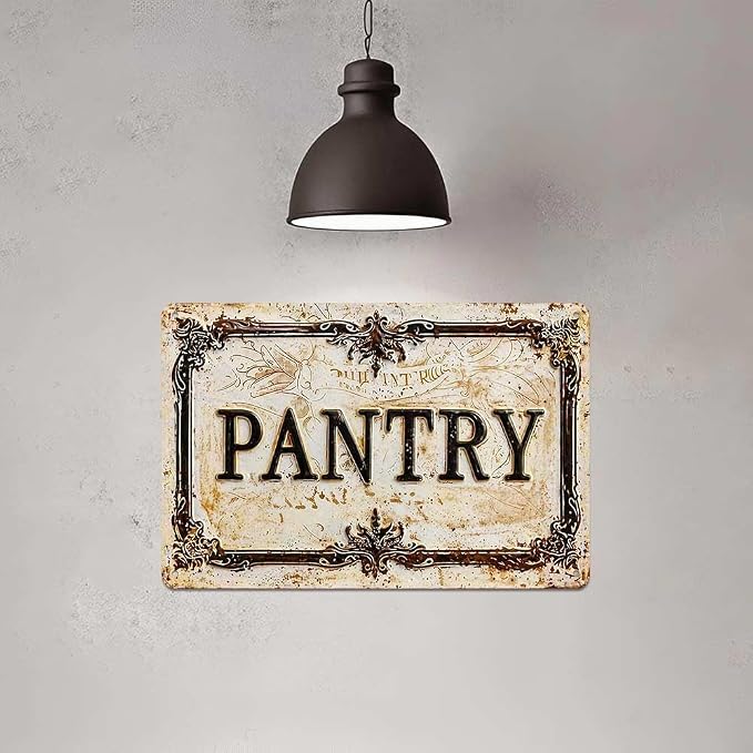 Vintage Distressed Style Aluminum PANTRY Wall Decor Metal Sign 8X12in Retro Ornate Border Rustic Art Sign for Kitchen Pantry Room Farmhouse Home Decoration - Image 4