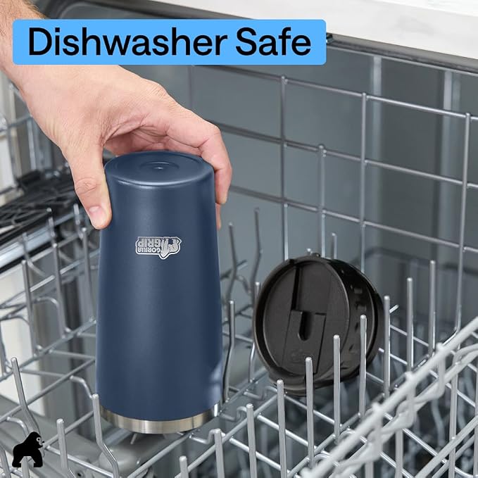 GORILLA GRIP 304 Stainless Steel Double Insulated Travel Coffee Mug, Leakproof Lid with Smooth Sip Top, Prevent Spills, Dent & Rust Resistant Reusable Tumbler Cup, Thermal Mugs for Drinks, 20oz, Navy - Image 7