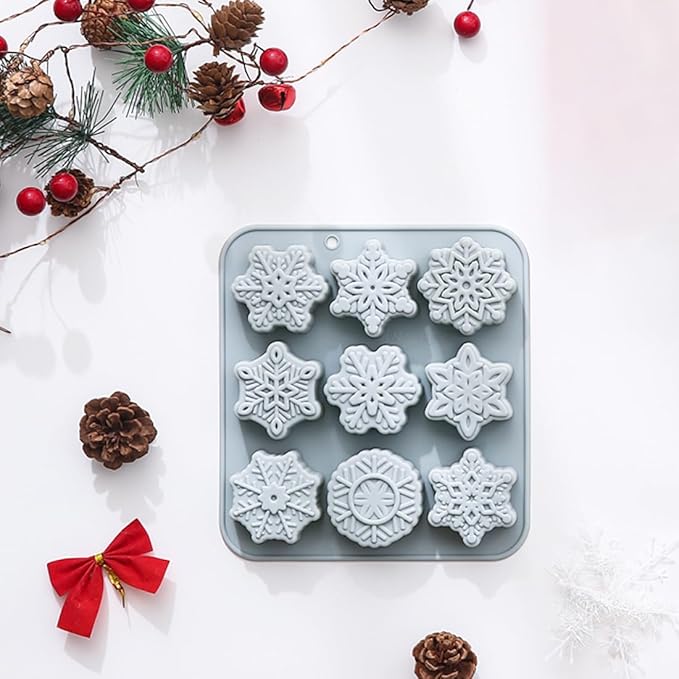 18 Cavities Snowflake Shape Candy and Chocolate Dessert Silicone Molds,Unique and Cute, Non-Stick, Baking Molds for Making Birthday Cake, Cake Decoration, Jelly, Cupcake, Ice Cubes 2 Count