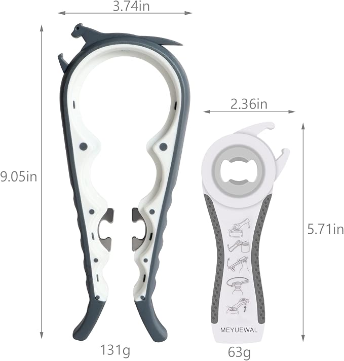 Latest Jar Opener Bottle Opener for Weak Hands, 6 in 1 Multi Function Can Opener Bottle Opener Kit with Silicone Handle Easy to Use for Children, Elderly and Arthritis Sufferers(JAR-White3.0) - Image 5