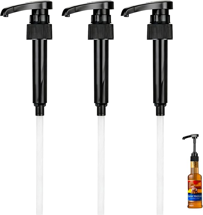 3 PCS Syrup Pump Compatible with Jordans Skinny and Torani, Coffee Syrup Pump Dispenser, Fits 350ml/12.7 Oz Bottles, Accurate Dispensing, with Lockable Design, Easy to Use and Clean, for Syrups Bottle