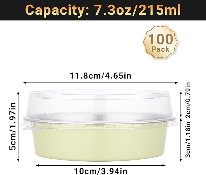 Beasea 100 Pack 4" Mini Pans with Lids, 7.3oz Disposable Aluminum Baking Foil Tins Round Small Tart Pie Container for Individual Cupcake Dessert Muffin Cheesecake Quiche Oven Dishes - Sage Green - Image 2