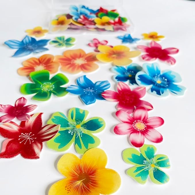 Set of 50 Edible Flowers for Cake Decoration Christmas Wedding Birthday Cake Cocktail Mixed Size & Colour - Image 6