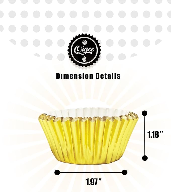 qiqee Foil Cupcake Liners, 500 Count, Standard Size, Gold - Image 5