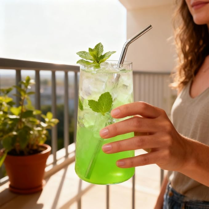 Wlasss Drinking Glasses Set of 6, 18.3 oz Large Crystal Glasses | Lightweight Crystal Water Glasses, Ideal For Juice, Iced Tea, Mojito & Daily Use, Dishwasher Safe Glass Cup For Gift - Image 5