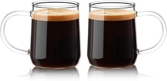 Glass Espresso Cups Set of 2, 3 oz Clear Espresso Shots Cup with Handle, Mini Coffee Cups Glasses Mugs, Demitasse Cups, Cappuccino Cup, Suit for Espresso Machine, Microwave Dishwasher Safe by Unknown