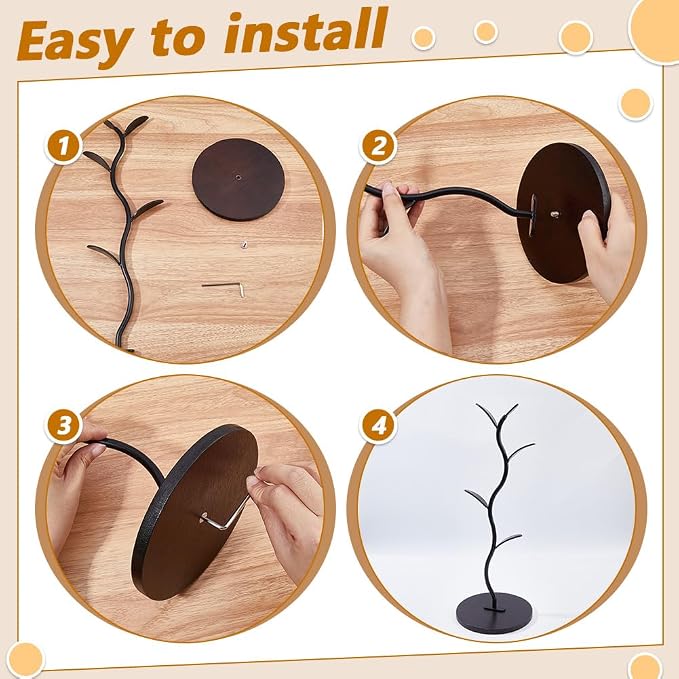 WEBEEDY 2 Pack Wood Mug Holder Tree Coffee Cup Holder with 5 Hooks,Detachable Countertop Mug Rack with Base Cup Stand for Coffee Bar Decor & Home Kitchen Organizer,40cm/15.7 inch Height(Brown) - Image 3