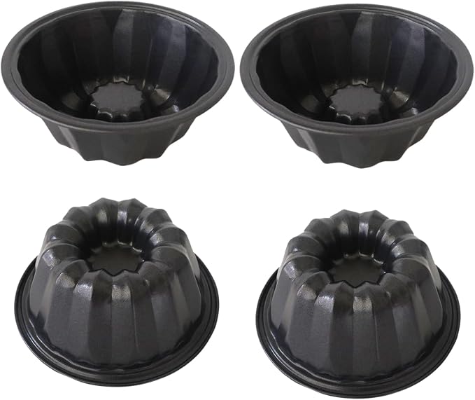 4 Inch Mini Fluted Cake Pan, Carbon Steel Round Cake Mold | Nonstick Flan Pan for Cakes, Tarts, Pies, Muffin, Cupcake, Pizzas, 4 Pack by LoveDeal