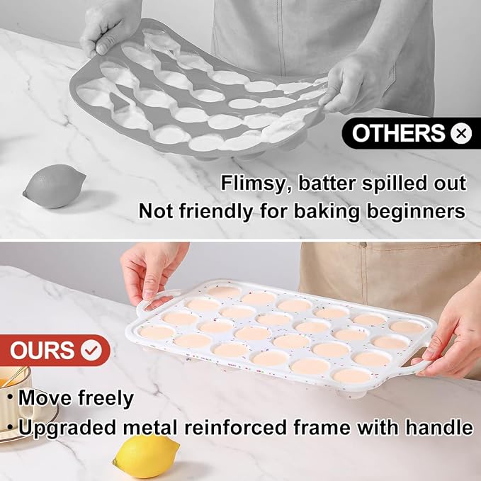 CAKETIME Silicone Mini Muffin Pan, Metal Reinforced Frame 24 Cups Cupcake Pan with Handle Nonstick for Baking Muffins, Cupcakes, Egg Bites - Image 8