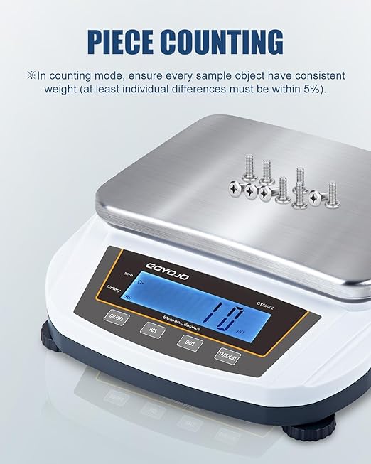 GOYOJO Digital Analytical Balance and Lab Scale, 5000g Capacity, 0.01g Precision, Stainless Steel, Multi-Unit (g/oz/ct/lb) for Jewelry, Kitchen, and Lab – Reliable, Accurate, Easy to Use, Black Panel