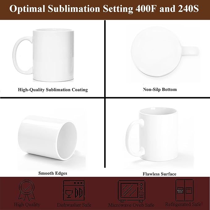 ABBSH Sublimation Mugs, Sublimation White Coffee Mugs Tazas Para Sublimacion Blank 11 OZ With Box for for Coffee, Soup, Tea, Milk, Latte, Hot Cocoa Set of 12 - Image 5
