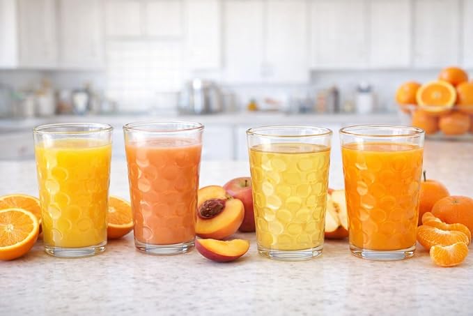 BOHEM'S Small Juice Glasses, Clear Glass Cups Tumblers, 7 Oz, Drinking Glassware for Orange Juice, Water, Milk, Coffee, Perfect for Tasting and Small Portions, Set of 4 (Style 2) - Image 2