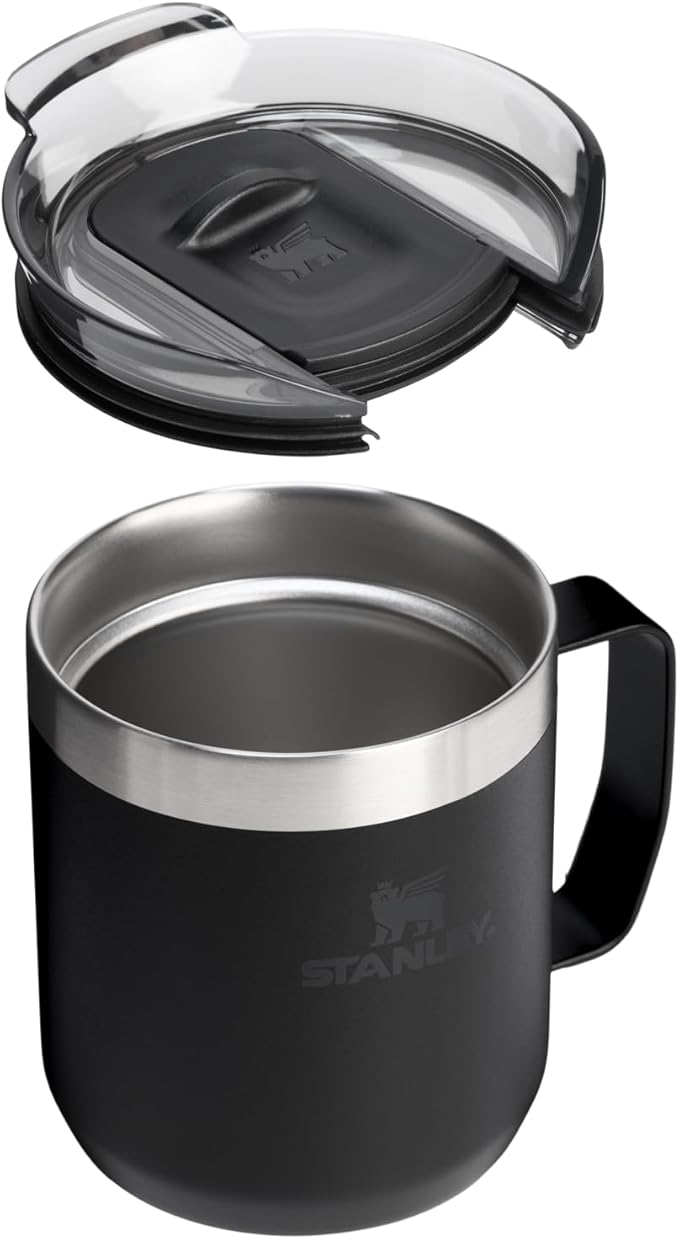 STANLEY Everyday Camp Mug 12oz | Drink Through Lid | Cup for Coffee, Tea and Drinks | Insulated Stainless Steel Coffee Mug | BPA-Free | Black 2.0 - Image 2
