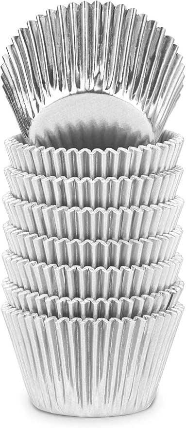 Silver Foil Jumbo Cupcake Liners Metallic Muffin Baking Cups, 160-Count by Gifbera