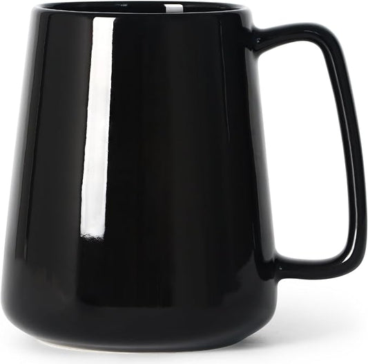 24 OZ Large Coffee Mug, Nice Ceramic Tea Cup with Big Handle for Dad Men Women, Unique Style For Any Kitchen, Black by Smilatte