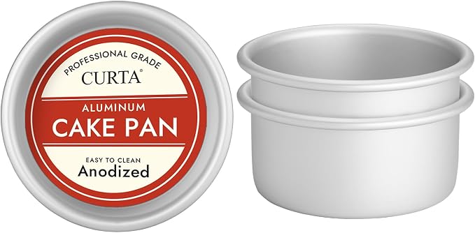 6 Inch Round Cake Pan, 6x3 inch 3 Set Anodized Aluminum Round Baking Pan, Small Cake Pan Non-Toxic & Heavy Duty, Deep Side, Easy Clean & Dishwasher Safe by CURTA