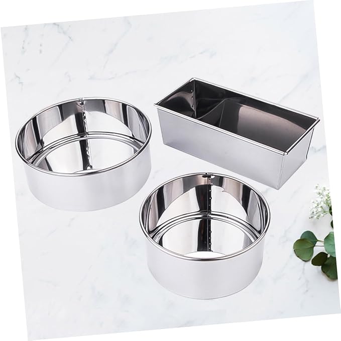 SHOWERORO 3pcs Stainless Steel Cake Mold Round Rectangle Molds for Baking Diy Chocolate Making Kitchen Bakeware for Home Use for Small Cakes Muffins - Image 3
