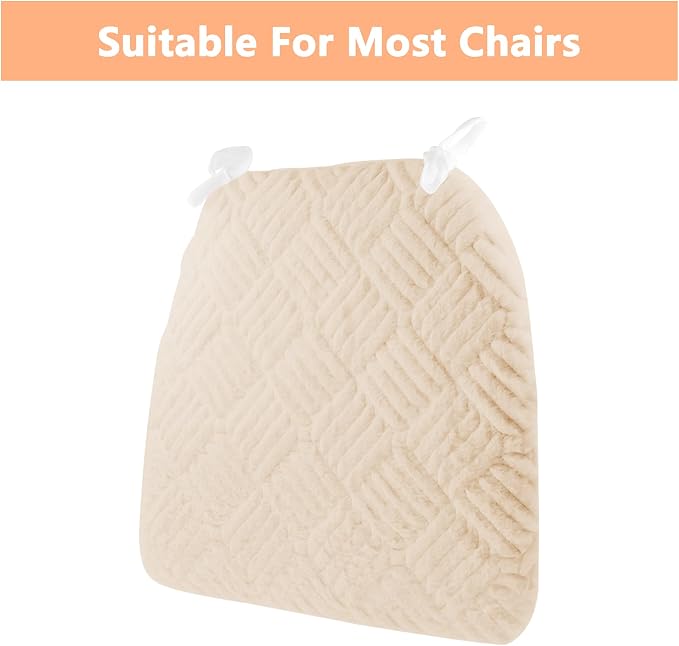 Plush Chair Cushion, Oval Chair Cushion Pad,Ultra Soft Nonslip Seat Pad,Comfortable Chair Cushion Cover,2PCS Memory Foam Chair Seat Cushion for Home Office Kitchen Dining Chairs Wheat - Image 4